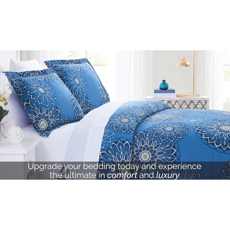 Blue Twin Reversible Microfiber Comforter Set