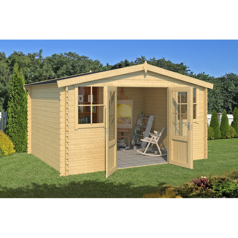 Lasita Dallas 12.5 x 10 Ft. Apex Roof Summerhouse With Single Glazed Windows (28mm), Dallas Natural Wood