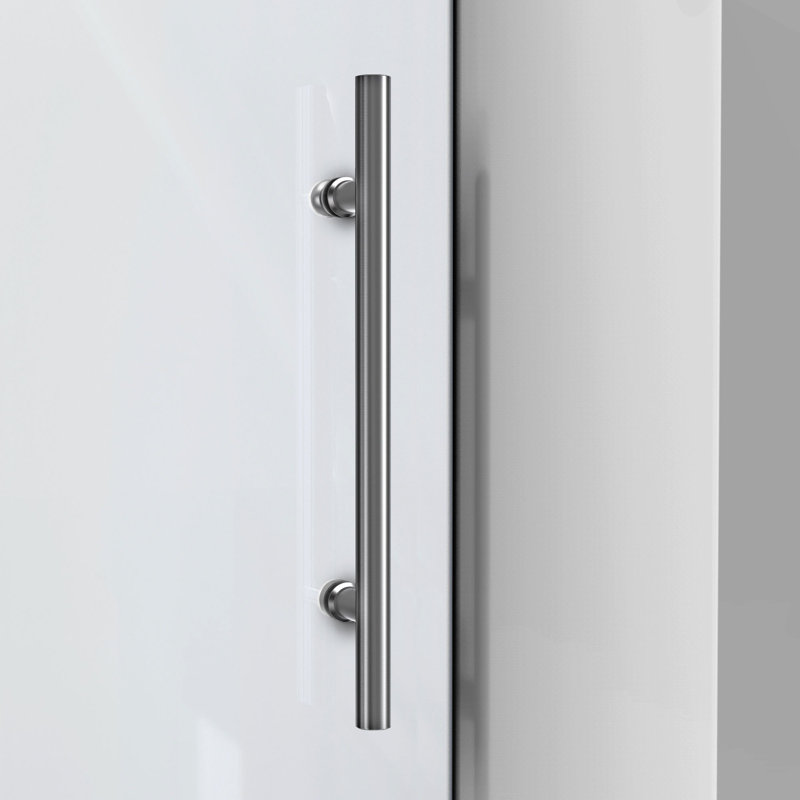 Enigma-XO Single 60.37" W x 32.5" D x 76" H Frameless Rectangle Shower Enclosure, Brushed Stainless Steel