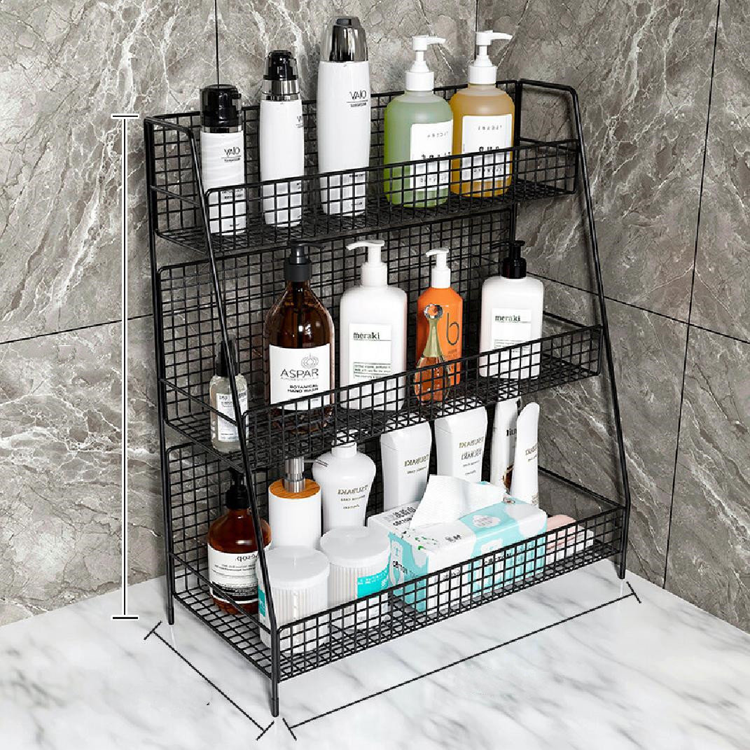 Countertop Makeup Organizer Shelf, 2 Tier Cosmetic Storage Basket with  Removable Glass Tray, Wire Vanity Organizer Rack for Dresser, Bathroom