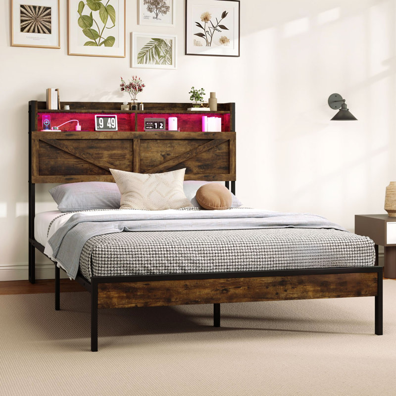 Lit plateforme rustique en fer, Double