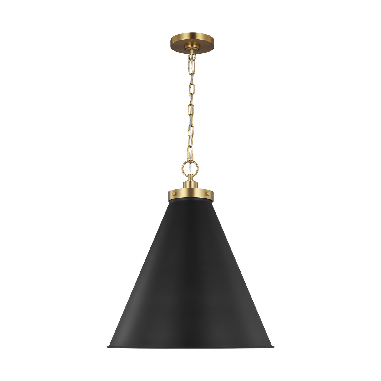 Arnell Single Light Metal Dimmable Pendant, Burnished Brass, Midnight Black, 22.625" H x 19.5" W x 19.5" D