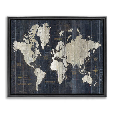 Art mural en toile vieilli, carte du monde antique par Wild Apple
