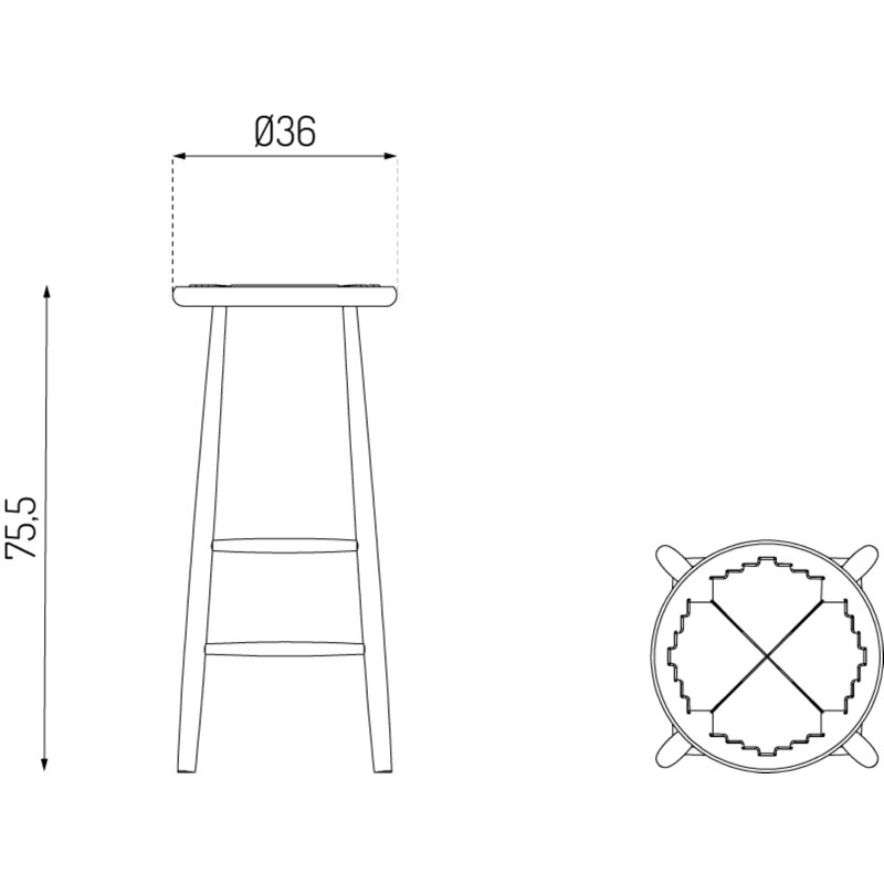 J165 by Jørgen Bækmark, Nature, Bar Stool (29.72" Seat Height)