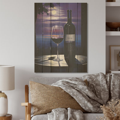 Shiraz Silhouette - Wine Wood Panel Wall Art On Natural Pine Wood