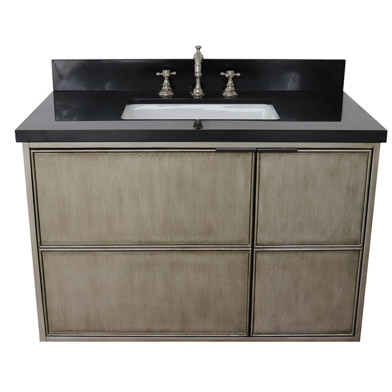 Ensemble de meuble-lavabo mural simple 37 po, Noir galaxie