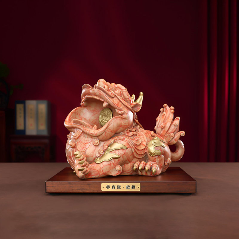 Sculpture traditionnelle traditionnelle chinoise en laiton fin, H 8,35 po x l 10,43 po x P 9,25 po