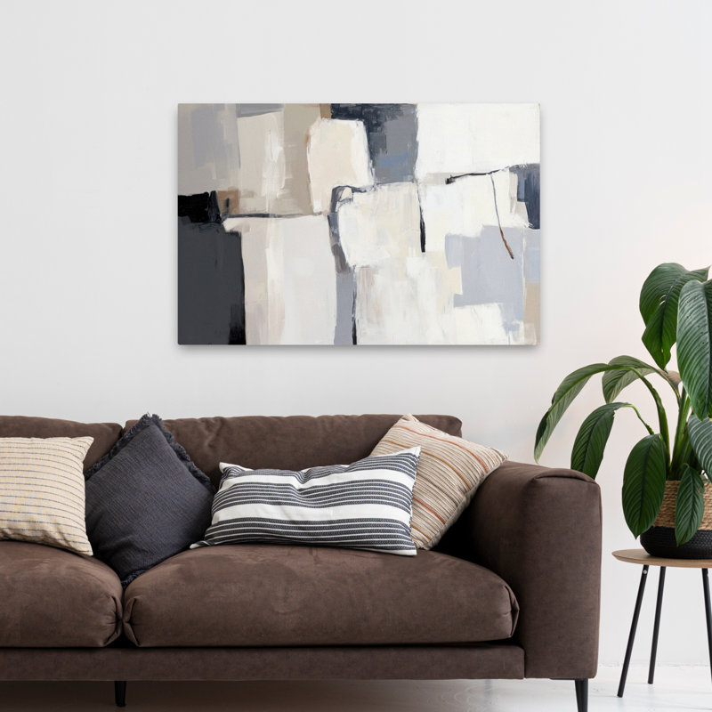 Tapisserie neutre II, abstrait, minimalisme moderne, géométrique, H 48 po x l 32 po