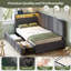 Linen Daybed with Storage Drawers, Charging Station & RGB LED Headboard