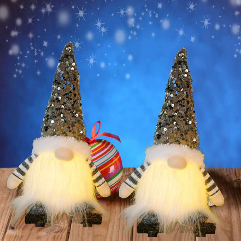 Poupée gnome de Noël scintillante, gris