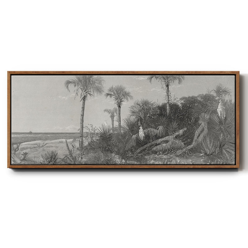 «On the Coast of Florida», peinture sur toile à cadre flottant, Noyer, H 24 po x l 60 po x P 1,5 po