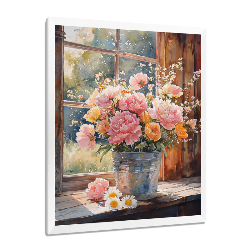 Alba - art mural floral, H 20 po x l 12 po, Reproduction encadrée sans passe-partout, Blanc