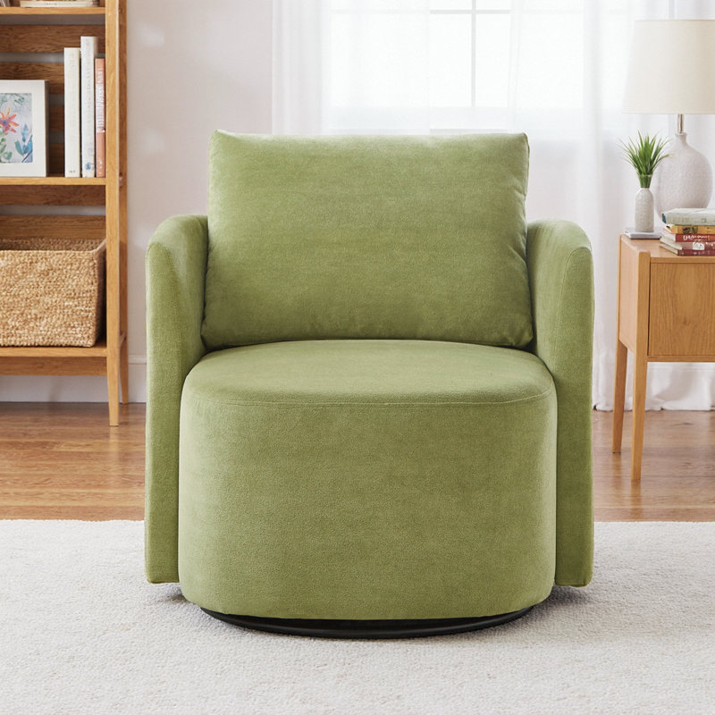 Fauteuil demi-tonneau gris pivotant à 360 degrés avec revêtement moelleux en chenille, Vert
