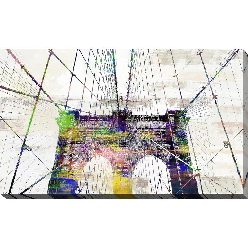 Brooklyn bridge iii-impression d’art graphique sur toile tendue, H 24 po x l 40 po