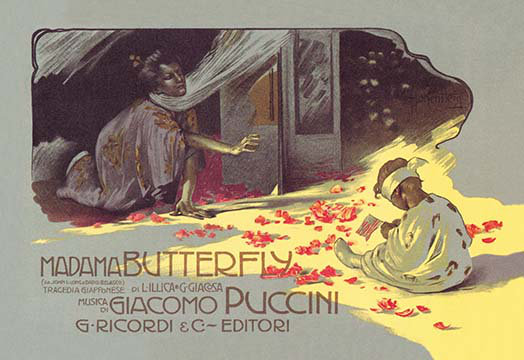 « madama papillon : the difficulté » par adolfo hohenstein affiche rétro, H 44 po x l 66 po x P 1,5 po