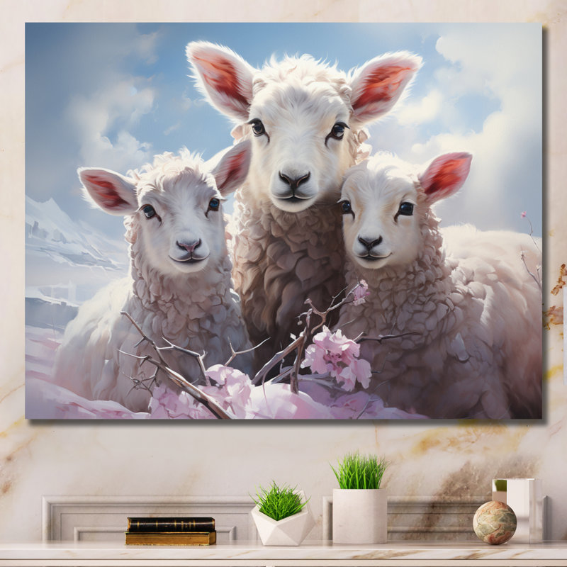«White Pink White White Sheep Ethereal Guardians II», reproduction sur toile, H 30 po x l 40 po x P 1,5 po, Toile tendue