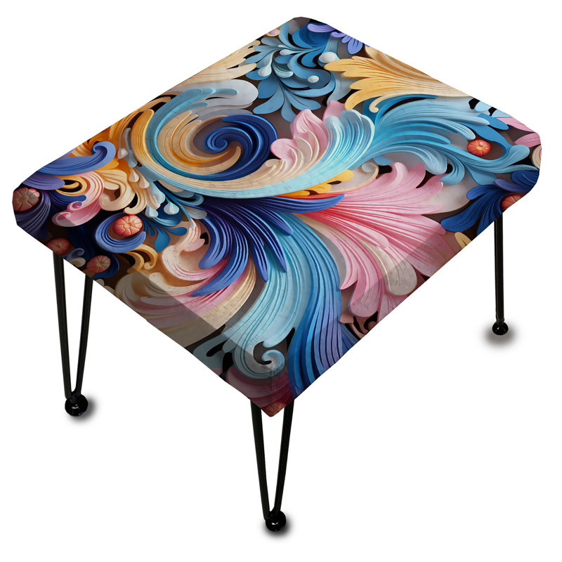 Ethno Paisley Harmony Fuse Marble Motif - Repose-pieds rectangulaire en marbre