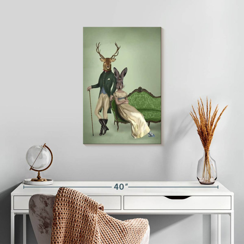 Ketti Mr. Deer And Mrs. Rabbit I, 24" H x 16" W