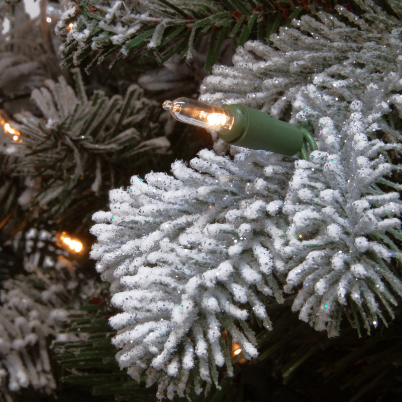 The Holiday Aisle® Snowy Sheffield Spruce Wreath with Battery Operated LED Lights, 24" H x 24" W x 5" D