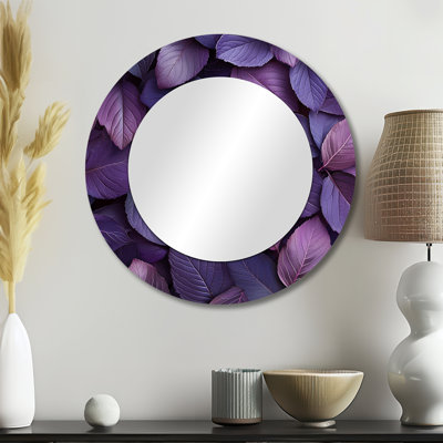 Plum Leaves Evening Collage I - décoration murale miroir floral - imprimé sur métal