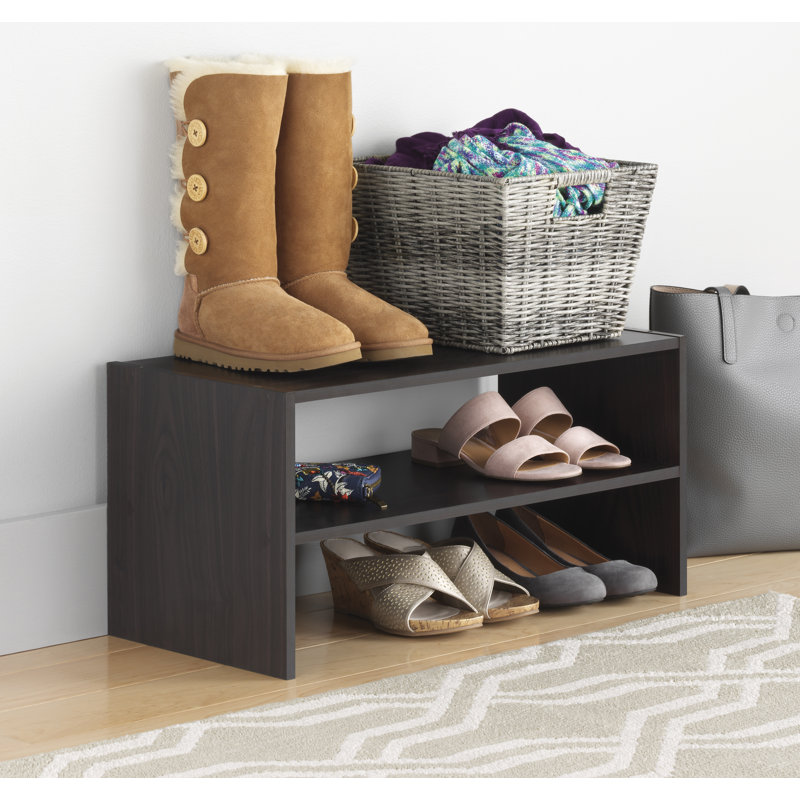 Whitman 9 Pair Stackable Shoe Rack, Espresso, 11.61" H x 24" W x 11.61" D