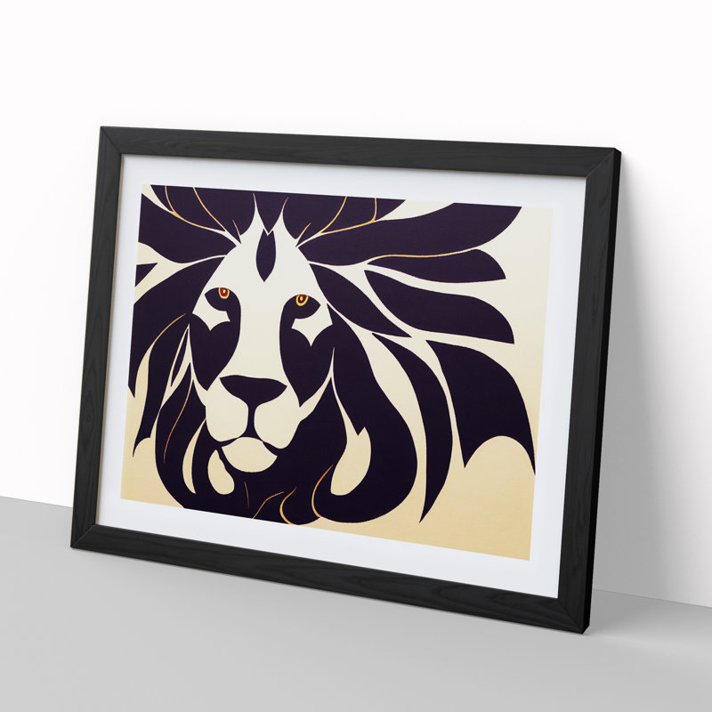 Energising Abstract Lion - Single Picture Frame Print, Black Framed, 25cm H x 34cm W x 2cm D