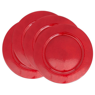 Faux Mother Of Pearl Charger Plates 13" Round, Set Of 4