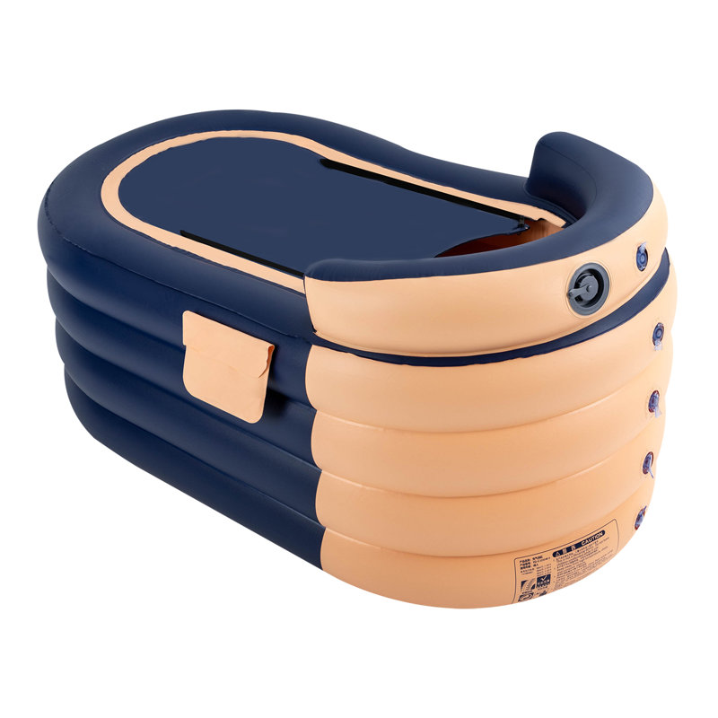 55.11" Portable Inflatable Tub Bathtub W/ Wireless Electric Air Pump, Orange/Blue