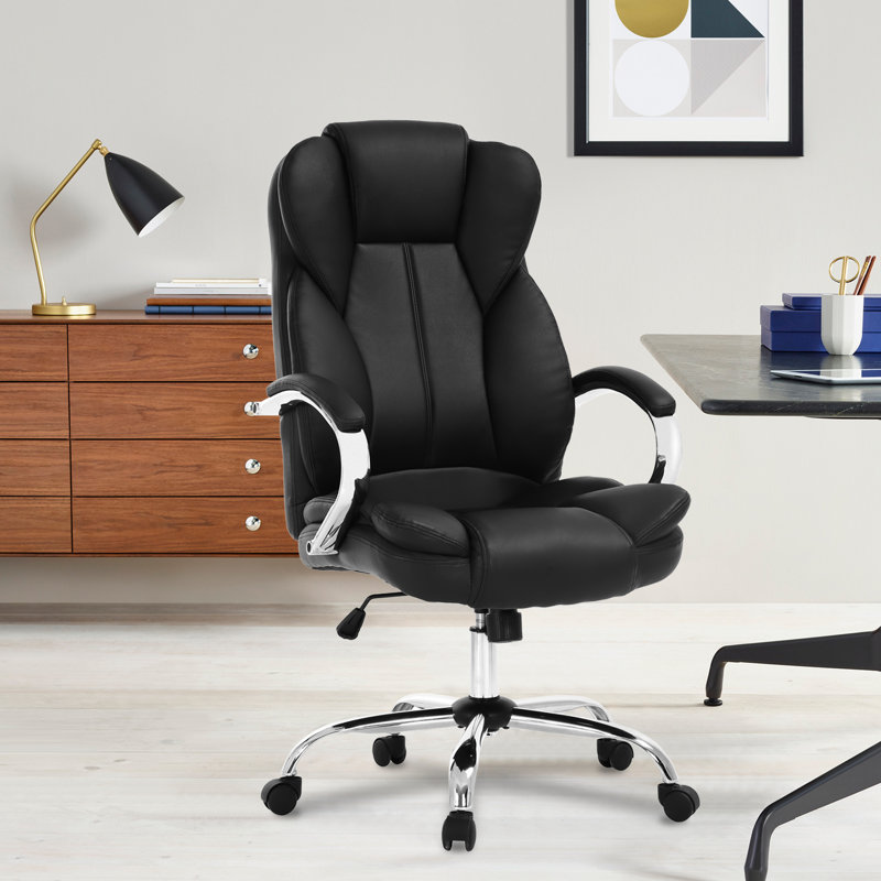Fauteuil de direction ergonomique en similicuir, Noir