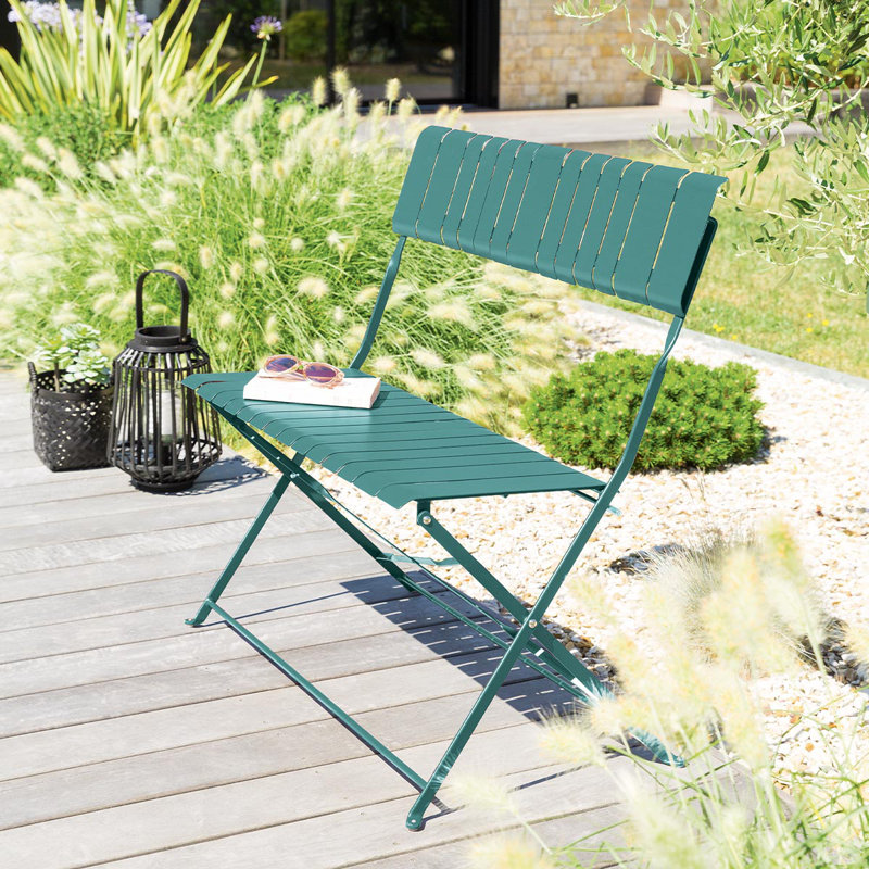 Nidavellir Metal Outdoor Bench, Blue