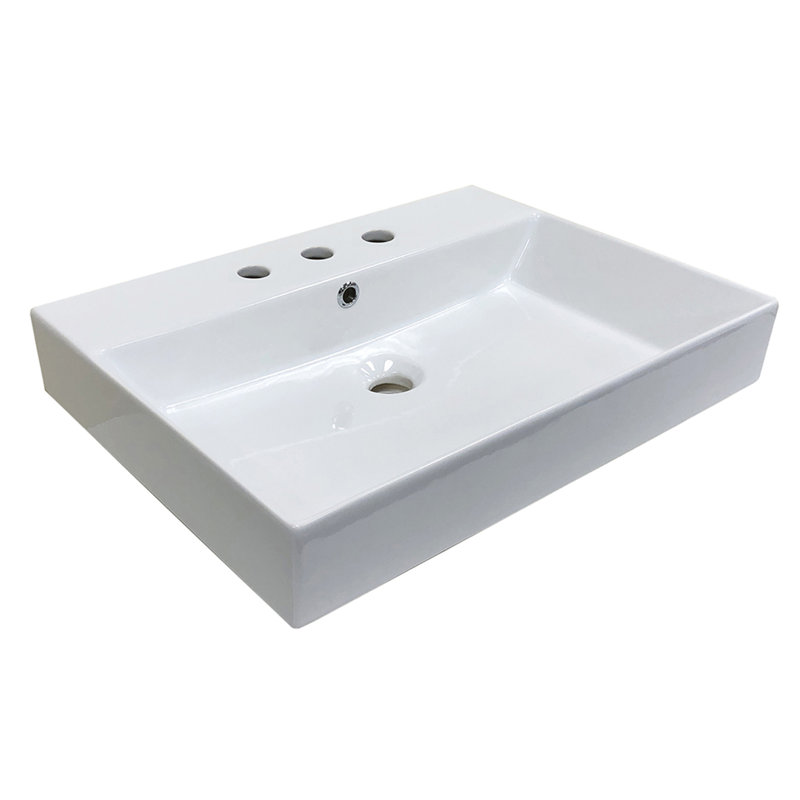 23.6'' L Bathroom Sink, 8" Widespread, Gloss White
