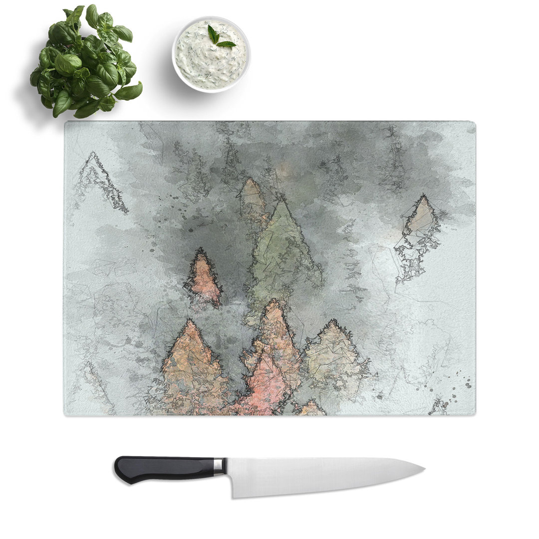 Tempered Glass Pointed Trees Chopping Board