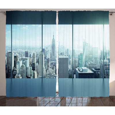 New York Semi-Sheer Rod Pocket Curtain Panels