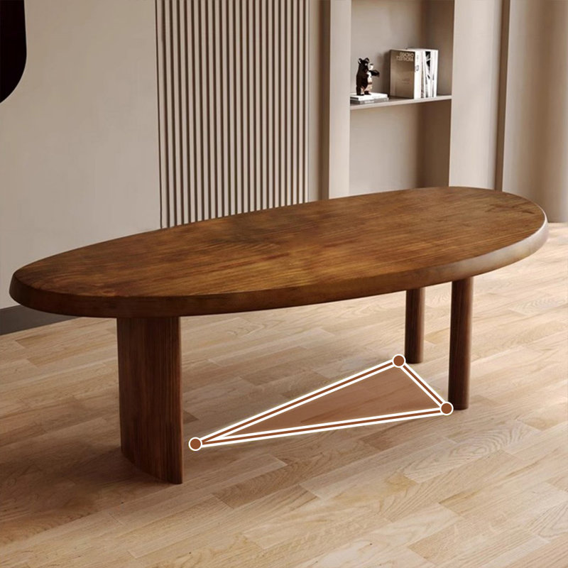 Brown Free form Solid Wood Dining Table, 29.53"H x 70.87"L x 31.5"W