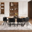 Ensemble de salle à manger moderne ovale pour 8 avec table fixe à deux tons et chaises en cuir de polyuréthane noir foncé, idéal pour les cuisines spacieuses et les réunions de famille