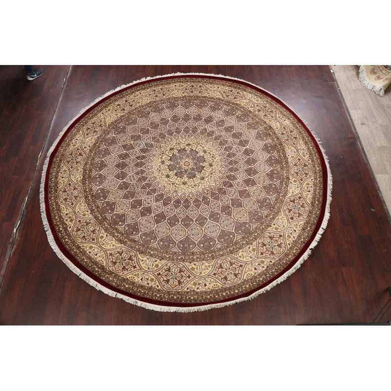 Tapis ivoire noué à la main de conception unique 10 pi 1 po New Age