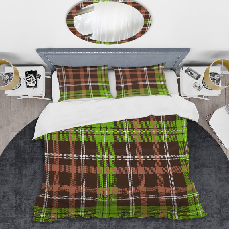 Ensemble de housse de couette en microfibre brun / vert 2 pièces