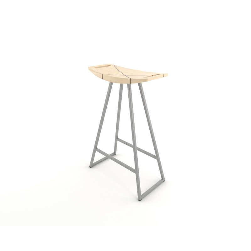 Robert Counter Stool with Metal Frame, Maple, Counter Stool (24" Seat Height), Gray