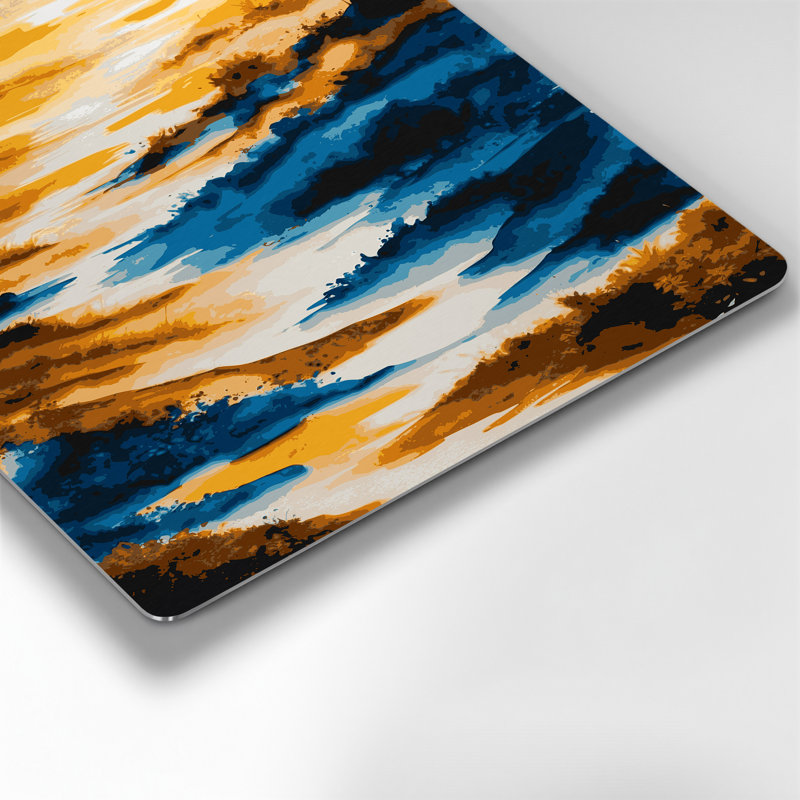 Aquarelle paysage 47, art mural en métal beige, H 20 po x l 16 po