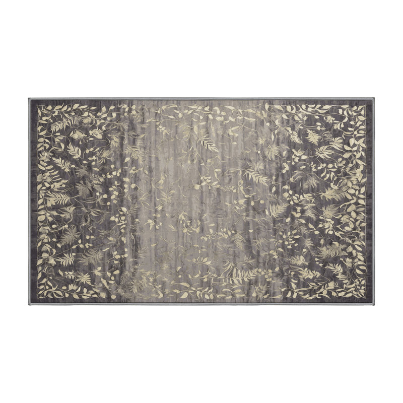 Machine Washable Gray Area Rug, Rectangle 7' x 10'