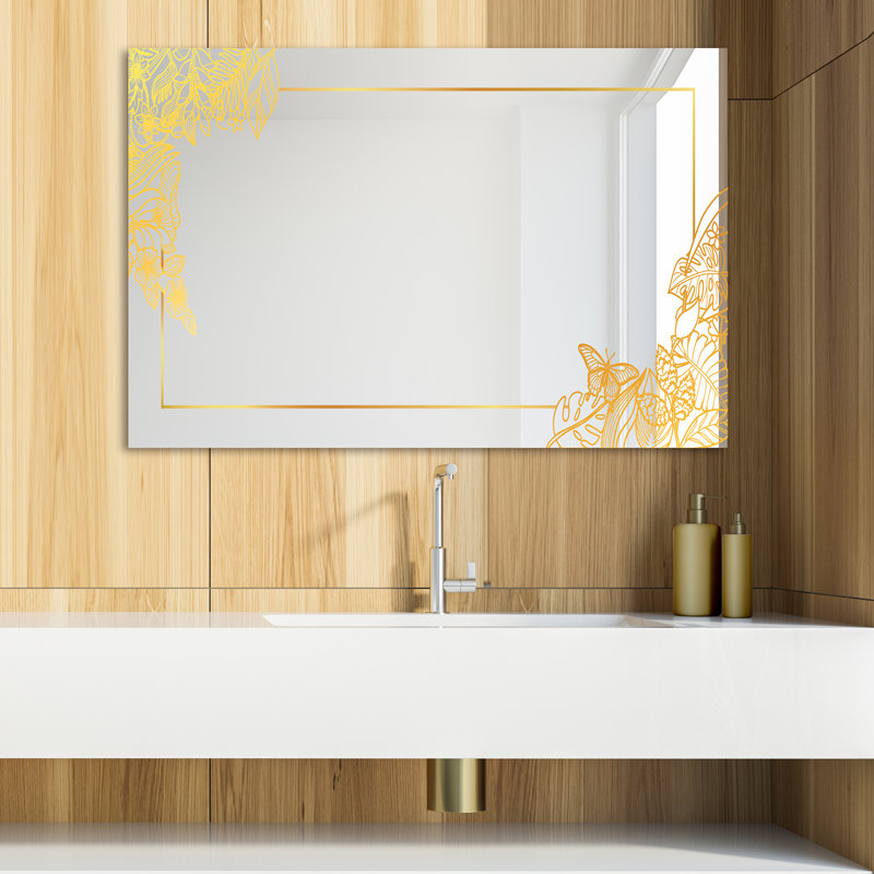 Miroir de meuble-lavabo moderne et contemporain, H 29,5 po x l 39,4 po, Capitale botanique
