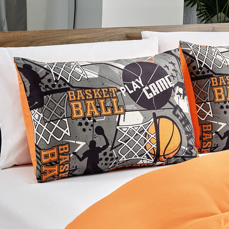 Full/Queen Gray Basketball Slam Dunk Microfiber Comforter Set