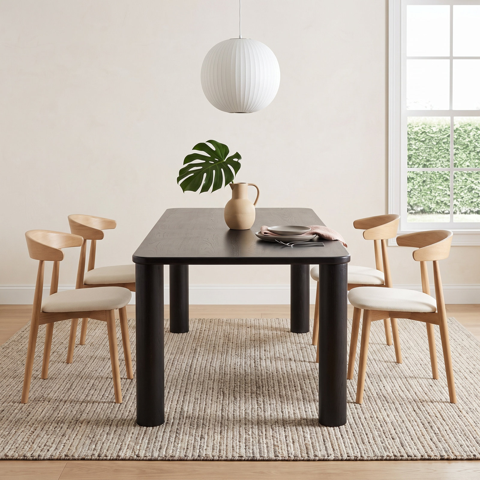 Demson 43" Oak Dining Table, Black Oak