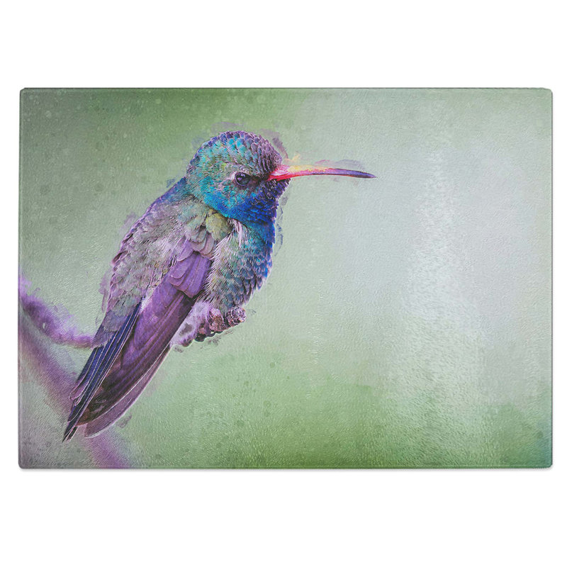 Tempered Glass Broad-Billed Hummingbird Chopping Board, 39 cm W x 28.5 cm L