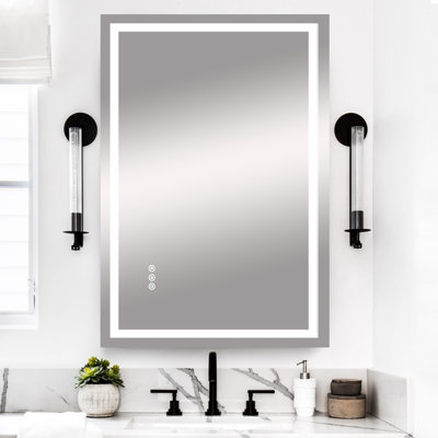 Miroir de salle de bain sans cadre à DEL, 3 couleurs à intensité variable, anti-buée, fonction mémoire, miroir de meuble-lavabo mural