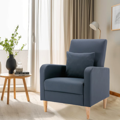 Bjarnhild Comfort Wood-Legged Accent Armchair with Back Pillow