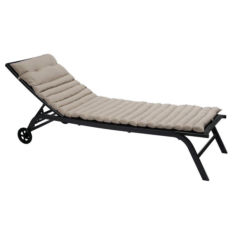 2PCS Set Outdoor Lounge Chair Cushion Replacement Patio Funiture Seat Cushion Chaise Lounge Cushion-KHAKI, Khaki