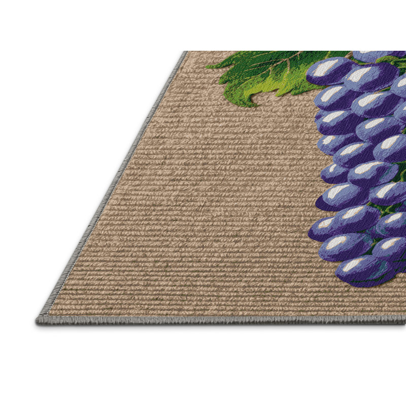  Tapis lavable avec raisins et gouttes de lune, Rectangulaire 3 pi x 5 pi