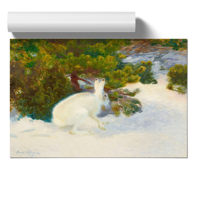White Hare by Bruno Liljefors - Frameless Print