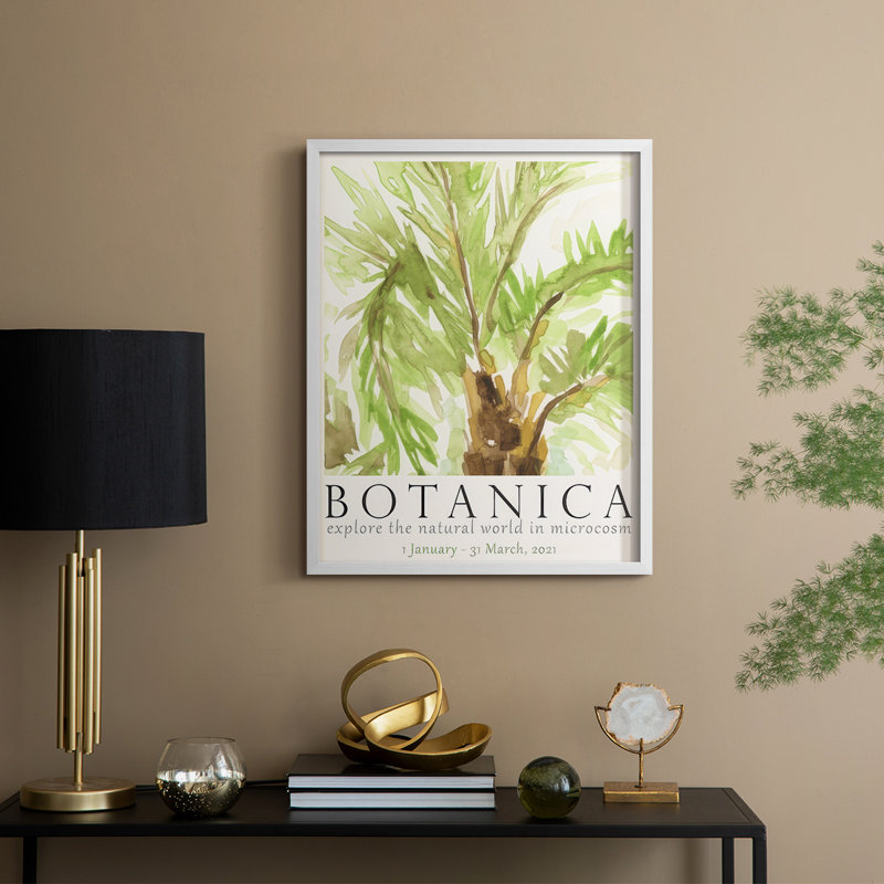 Affiche botanique d'exposition II de Botanica, bois massif, H 11 po x l 9 po, Blanc
